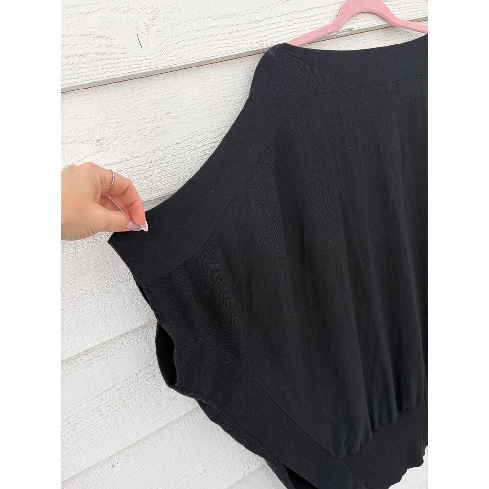 Splendid Black Dolman Sleeve Oversized Knit Top Large Batwing Cozy Chic - Picture 4 of 8